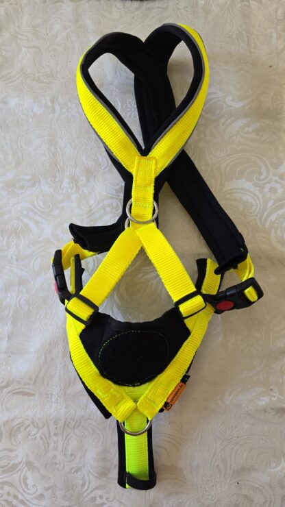 Trailgeschirr Nukka® (auf Lager) - neon-gelb / schwarz/Neopren mit Paspelband, Größe 7, Flauschkreis, längeres Polster