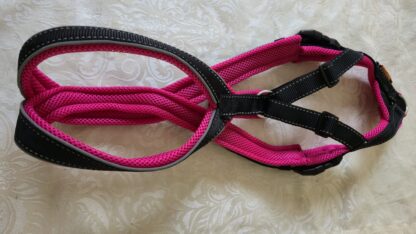 Trailgeschirr Nukka® (auf Lager) - schwarz-reflekt / fuchsia (Airmesh) mit Paspelband, Größe 9
