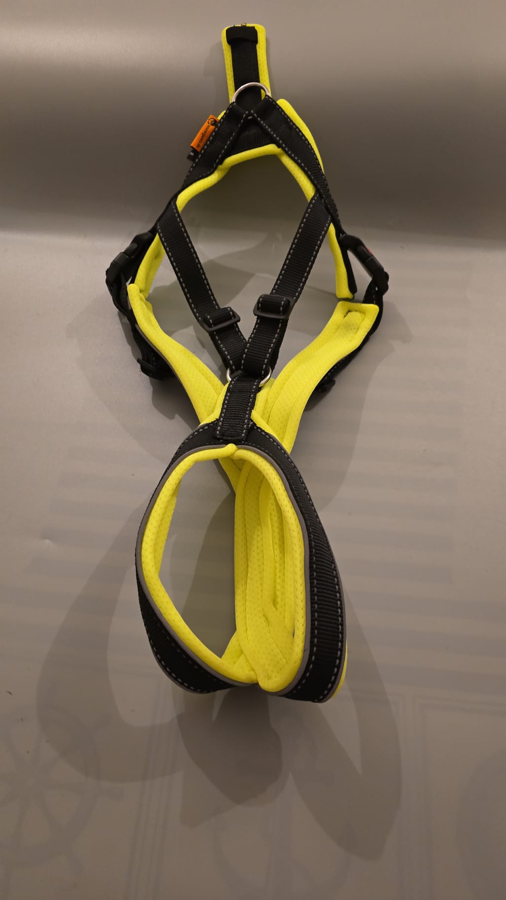 Trailgeschirr Nukka® (auf Lager) - schwarz-reflekt / neongelb (Airmesh) mit Paspel, längeres Polster, Größe 8