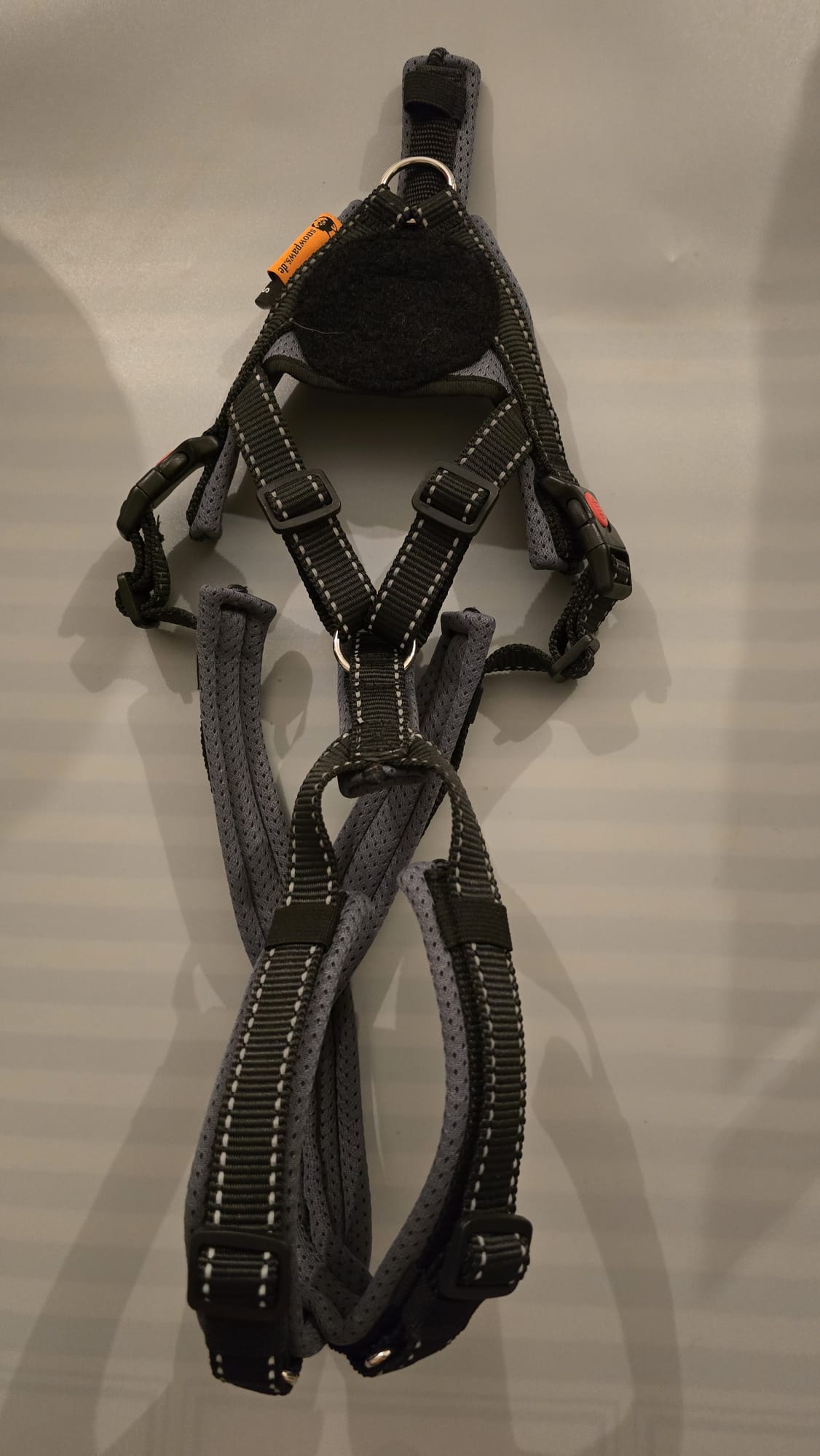 Trailgeschirr Nukka®1size (auf Lager) - schwarz-reflek / grau (Airmesh), Größe S, Flauschkreis